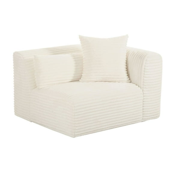 TOV Furniture Tarra Fluffy Oversized Cream Corduroy Modular RAF Corner Chair