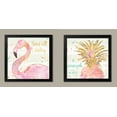 thumbnail image 1 of Tropical Hot Pink and Gold Watercolor Flamingo and Pineapple "Stand Tall Darling" and "A Pineapple a Day" Set by Anne Tavoletti; Two 12x12in Black Framed Prints, Ready to Hang!, 1 of 1