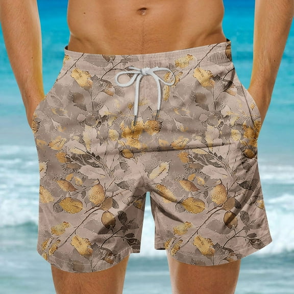 Jjayotai George Shorts Men Clearance Plus Size Shorts, Men's Fashion Casual Hawaiian Leaf Print Shorts Casual Print Swim Shorts, Mens Shorts Casual