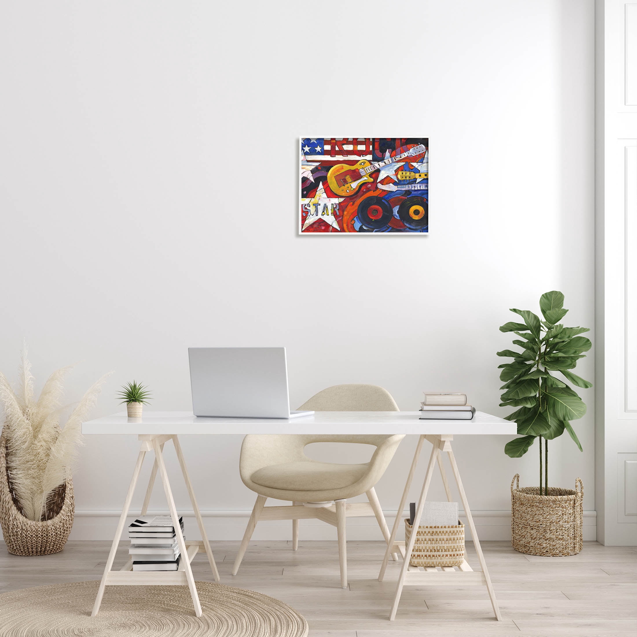 Stupell Industries Rockstar Americana Music Tribute Painting White Framed Art Print Wall Art, Design by Paul Brent