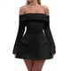 thumbnail image 1 of Vestido Mini para Mujer, con Hombros Descubiertos, Larga, Corte A, Vestido Formal Corto, para Fiesta y Club Negro L, 1 of 10