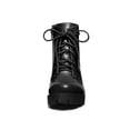 thumbnail image 6 of BLISSFUL STEP Women's Boot Rounded Toe Side Zip Combat Block Heel Ankle Boots Black 10, 6 of 8