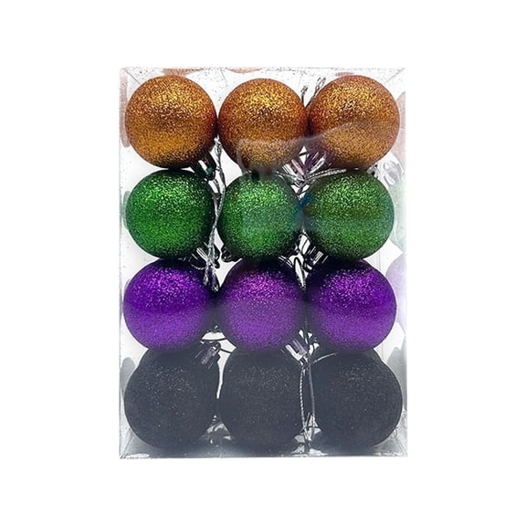 24 Pcs Halloween Glitter Balls Ornaments, Shatterproof Plastic Hanging Balls Tree Ornaments for Halloween Christmas Party Tree Decoration