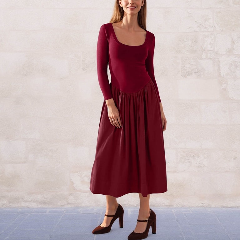 green emerald velvet dress Pleated Square Neck Dress Black / M