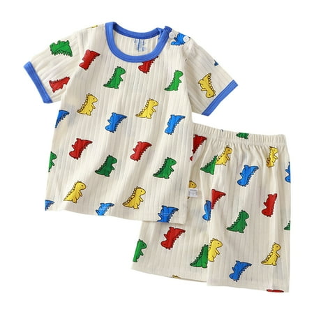 

Rovga Outfits For Toddler Girls Summer New Children S Cute Cartoon Pattern Short Sleeved T Shirt + Shorts Casual Two Piece Set