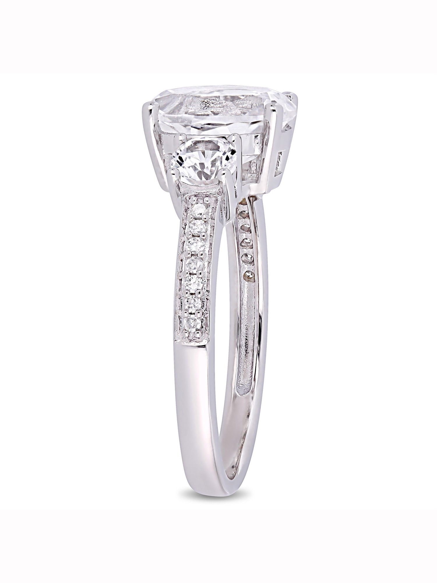 Everly Women's Created Sapphire and Diamond 10K White Gold Engagement Ring