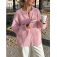 thumbnail image 2 of Wyeysyt Womens Cardigan Sweater Button Down Long Sleeve Chunky Soft Knit Sweater Fall Open Front Loose Casual Cardigan Coat, 2 of 8
