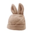 thumbnail image 2 of Knit Beanie Hats for Women Bunny Winter Cap Faux Fur Warm Knit Rabbit Crochet Skull Cap Ski Outdoor Slouchy Hat, 2 of 8