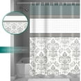 thumbnail image 2 of Stall 36x72 Bobo Farmhouse Shower Curtain Set Grey White Moroccan Bath Curtain Paisley Floral Washable Water Repellent Fabric Bathroom Curtain for Home Bathtubs Decoration with Hooks, 2 of 6