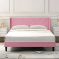 thumbnail image 3 of VECELO Queen Platform Bed Frame with Upholstered Headboard, Strong Wooden Slats/No Box Spring Needed, Pink, 3 of 9