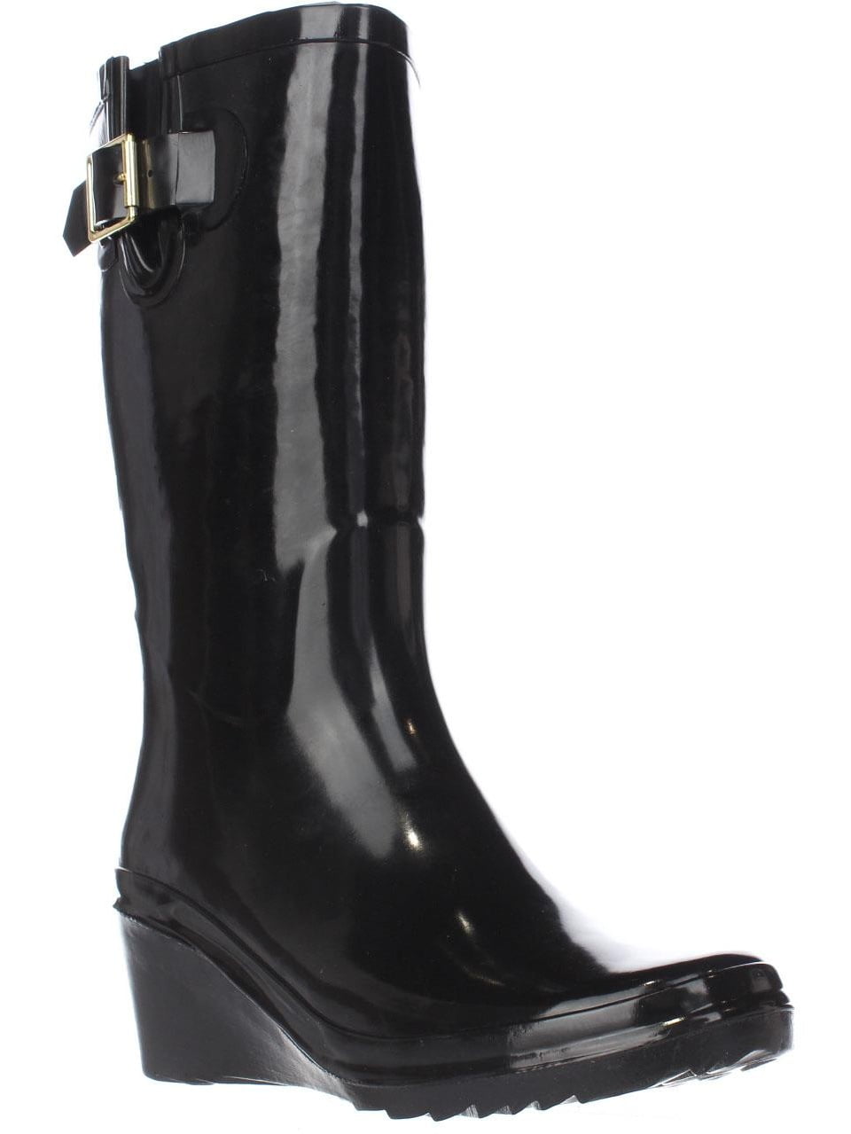 Womens GB35 Alley Wedge Rain Boots - Black - Walmart.com