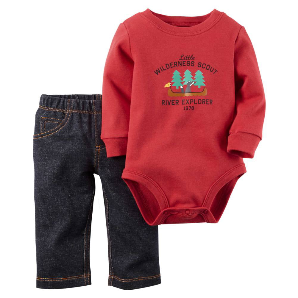 Carters Infant Boys 3-Piece Little Rookie Long Sleeve Shirt Bodysuit & Pants Set 