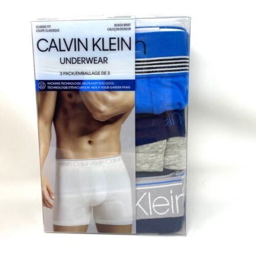 Calvin Klein Men's Underwear Multipack Cool Stay Fresh Boxer Briefs, New  Navy, Grey Heather, Deep Sky Blue, X-Large