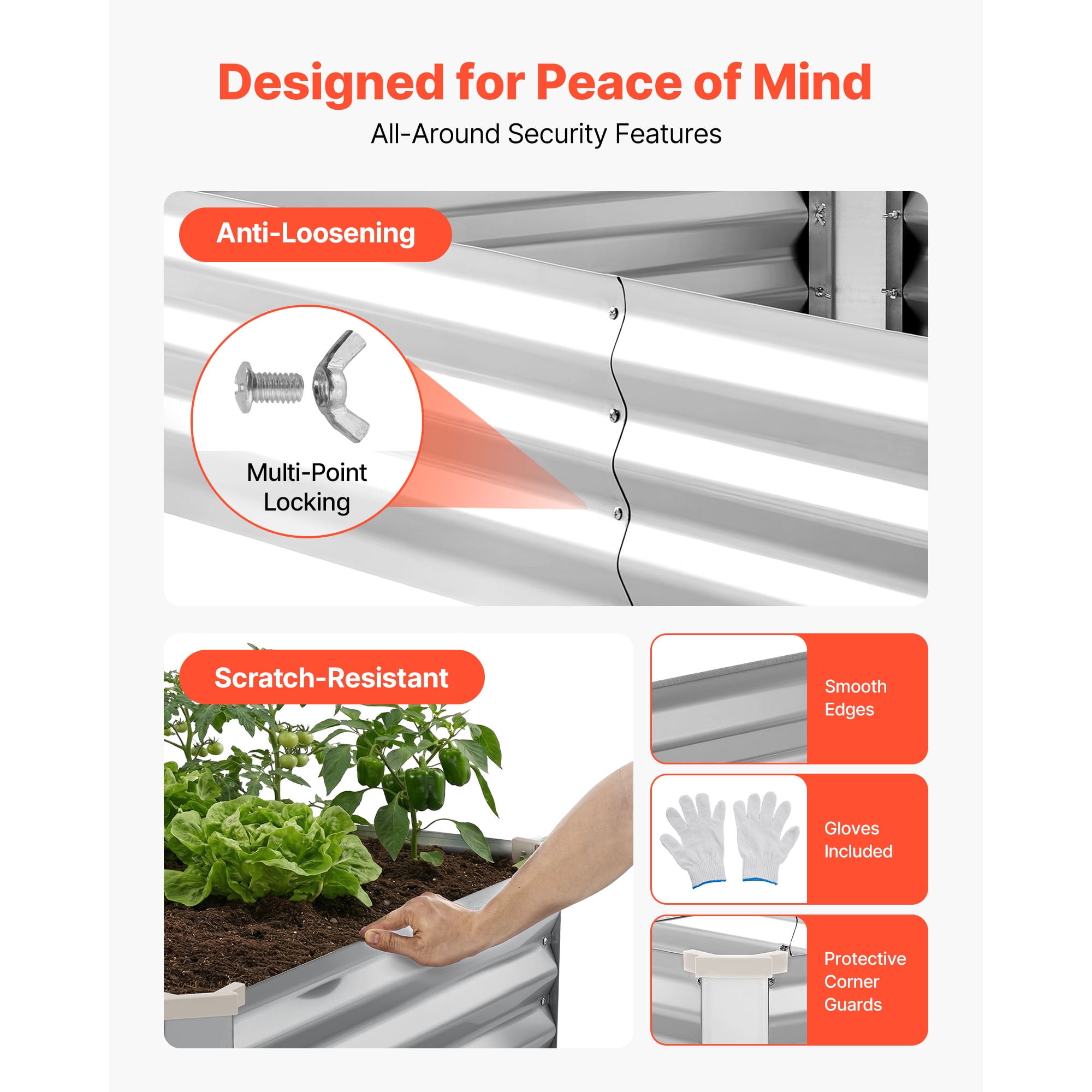 KFFKFF 2 Pack Galvanized Raised Garden Beds, 6 x 3 x 1 ft, Rectangular Metal Planter Boxes Kit for Outdoor Use, Bottomless Elevated Planting Box with Gloves, Alu-Zinc Material, Silver