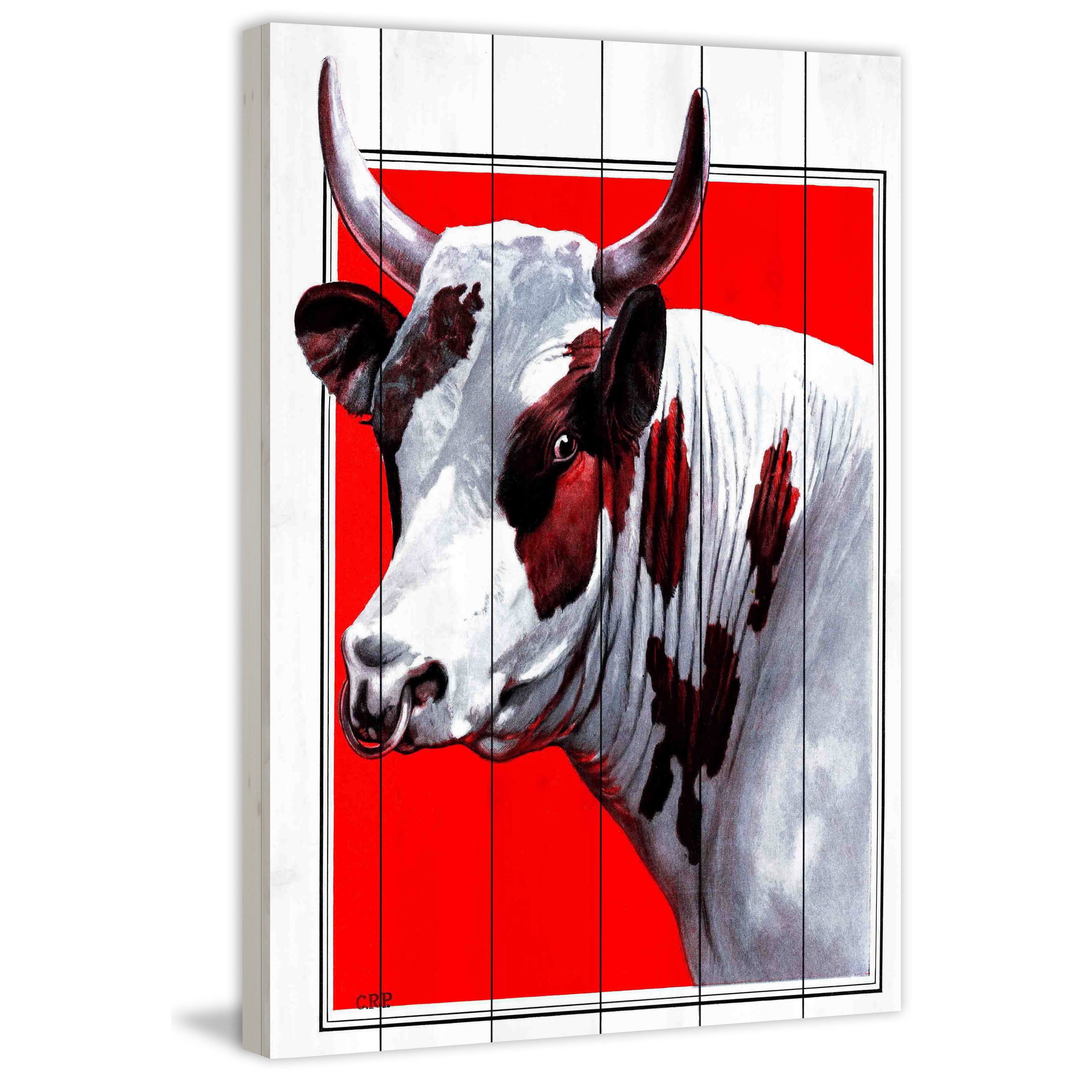 "Journal Bull" Painting Print on White Wood