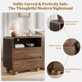 thumbnail image 4 of Aufeile Nightstand with Charging Station, Modern Curved Night Stand with 2 Drawers & Open Shelf, Wood Bedside Table for Bedroom, Wanlut, 4 of 9