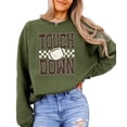 thumbnail image 5 of Touchdown Football Sweatshirt Women Leopard Print Game Day Crewneck Army Green Medium, 5 of 8