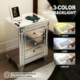 thumbnail image 4 of COSVALVE Silver Mirrored Nightstand End Table Side Table with Charging Station Wireless, LED, Crystal & 3 Drawers, No Assembly Needed, 4 of 7