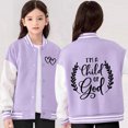 thumbnail image 2 of Curuila Toddler Kids Girls Cardigan Coat Long Sleeve Letter Print Crew Neck Baseball Jacket For Girls Autumn Winter Casual Outerwear Size 4-5 Years, 2 of 5
