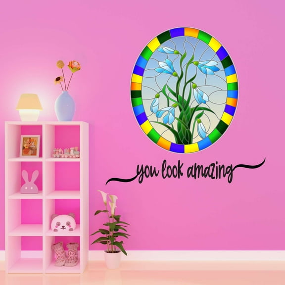 Floral Wall Decal You Look Amazing Floral Inspirational Wall Decal Living Room Decor Vibrant Floral Living Room Decoration - Size: 20 In X 20 In