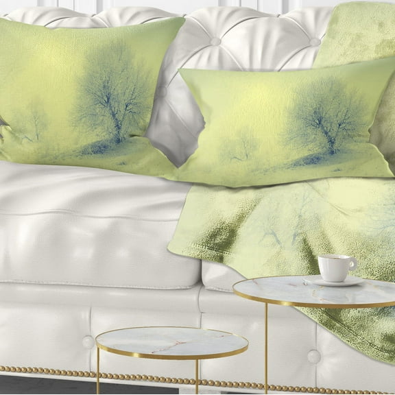 Designart Beautiful Winter Snow Valley - Landscape Printed Throw Pillow - 12x20