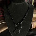 thumbnail image 3 of Heart O ring Slip Chain Necklace for Women Stainless Steel Cuban Chain Heart Necklace Punk Rock Collar Necklace Handmade Adjustable Lariat Y Necklace, 3 of 5