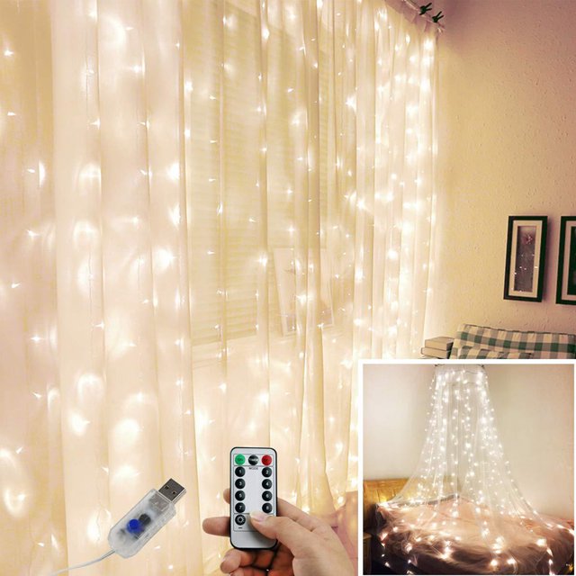 Worallymy 200LED Cadena de luces de alambre de cobre 8 modos USB Powered Control remoto Cadena de luces Boda Hogar Decoración de Navidad Worallymy JD735806855