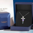 thumbnail image 5 of Cross Necklace for Women in 925 Silver and 10K Yellow Gold with Tanzanite and Moissanite and London Blue Topaz | 1.40 Cttw | Jesus Christian Religious Crucifix | Marquise 8X4MM | With 18 inch Chain, 5 of 6