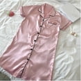thumbnail image 5 of Pretxorve Women Nightgown Solid Soft Casual Cardigan Style Short Sleeve Loungewear Sleep Dress, 5 of 5
