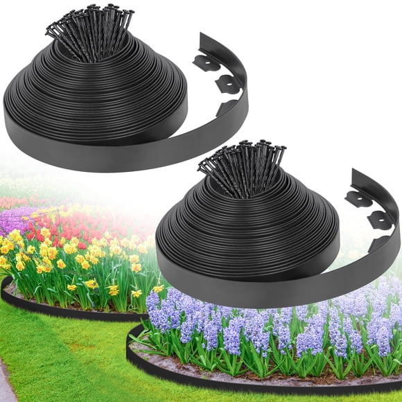 Borde delimitador para jardín FunFanso de 5 cm x 30 m con 150 estacas