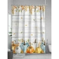 thumbnail image 5 of Fall Shower Curtain Pumpkin Harvest Shower Curtains for Bathroom Thanksgiving Decor, Waterproof Polyester Shower Curtain Set with Hooks, Extra Long 72" x 78" Sunflower Wood Grain, 5 of 6