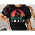 thumbnail image 2 of Retro Train Locomotive Lover Tshirt for Men Women Kids Boys Husband Son Daddy Boyfriend Adult Gift Idea Sunset Train T Shirt, 2 of 10