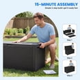 thumbnail image 3 of Dextrus 90 Gallon Deck Box, Heavy-Duty UV Protected Outdoor Storage Container with Built-in Handles, Lockable Patio Storage Bin for Furniture Cushions, Garden Tools and Poolside Essentials, Black, 3 of 10