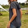 thumbnail image 5 of Women's Short Sleeve Hoodie Tunic Tops Casual Loose Fit Pullover V Neck Lightweight Sweatshirts with Pockets, 2XL, 5 of 8