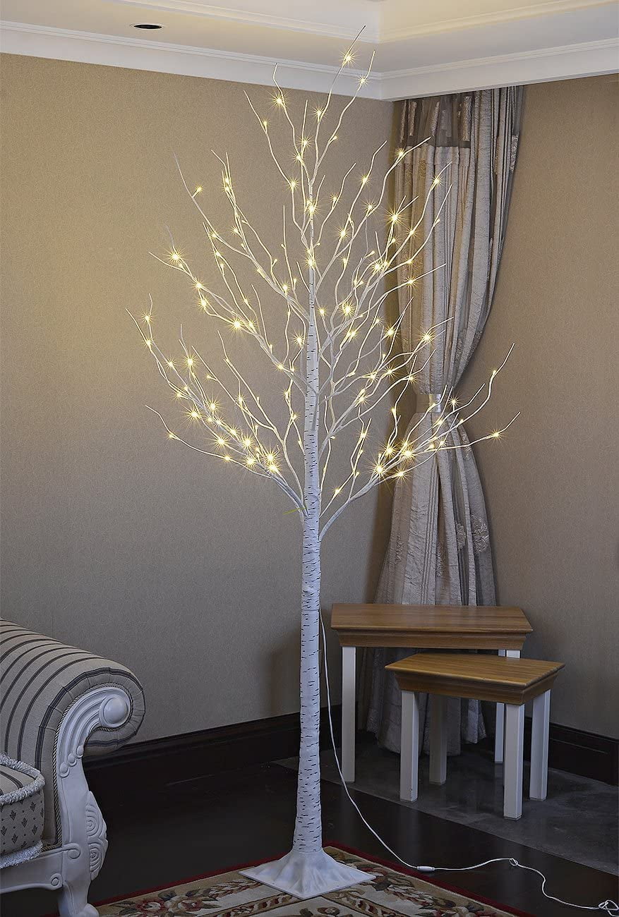 Christmas Trees with White Lights, SEGMART 6 Feet Artificial Christmas Trees with 96 Warm White