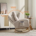 thumbnail image 4 of S-HOME Modern Upholstered Rocking Chair with Solid Wood Legs, High Backrest & Side Pocket - 300 lbs Capacity, 4 of 12