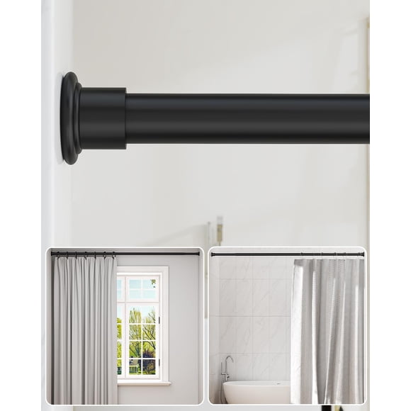 Barra de cortina de ducha Tension ALLZONE Heavy Duty 107-210 cm, negra