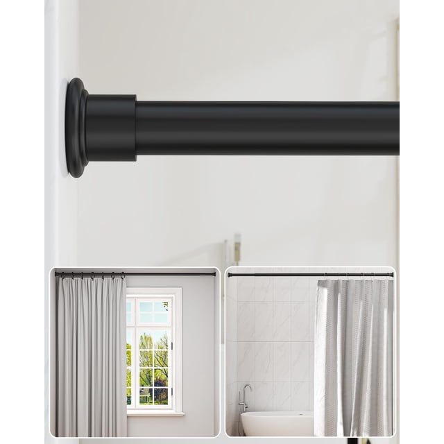 Barra de cortina de ducha Tension ALLZONE Heavy Duty 107-210 cm, negra