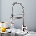 thumbnail image 4 of Touch On Single Handle Kitchen Faucet with Pull Down Sprayer 2 Function Stainless Steel Spring Neck Brushed Nickel for Residential Commercial RV Bar Single Hole Installation, 4 of 7