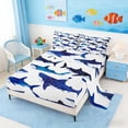 thumbnail image 2 of Manfei Watercolor Shark Full Size Sheets for Kids Boys and Girls, Marine Animal Bed Sheets 4pcs, 1 Flat Sheet, 1 Fitted Sheet and 2 Pillowcases, 2 of 6
