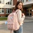 thumbnail image 4 of SGMVNU Backpack for School with Pendant Floral Print Middler High School Campus Backpacks Students Large Capacity Schoolbag, Pink, 4 of 5