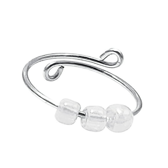 serony Anxiety Ring Fidget Rings for Anxiety Spinning Ring with Beads for Women Opening Finger Ring Jewellery Gifts for Women and Girls White