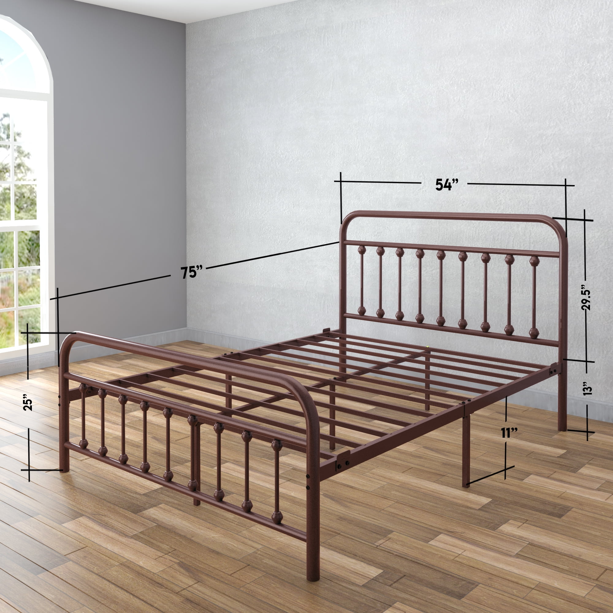 Golden Gate Beds Vintage Wrought Iron BedFrame with Classic Metal Platform Base, Headboard and Footboard, No Box Spring Needed, Easy Assembly, Mattress Base , Noise-Free, Sleek Brown Finish,Full Size