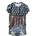 thumbnail image 4 of Plus Size Patriotic T-Shirts for Womens Independence Day American Flag Printed T-Shirts Round Neck Tee Short Sleeve Tops 4Th Of July Summer Tops Lounge Breathable Tunics Blouses Going Out Clothes, 4 of 5