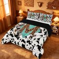thumbnail image 2 of meiyoeat Alphabet Initial M Queen Comforter Set For Boys,Ancient Leopard Cow Print Comforter Sets Queen,Black Reversible,3-Piece,1 Comforter And 2 Pillowcases, 2 of 7