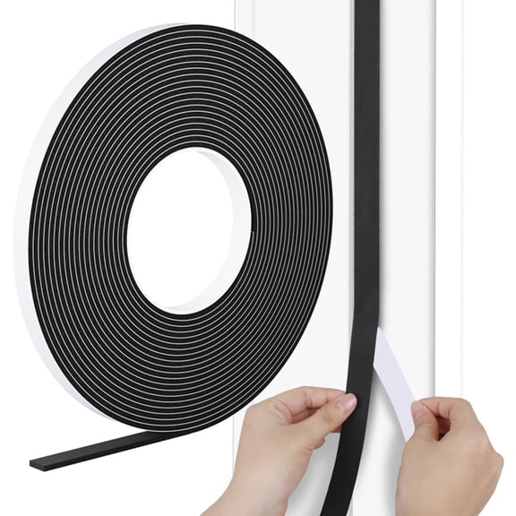 Strong Adhesive Door Weather Stripping,1/2Inch Wide X 1/8 Inch Thick,Foam Insulation Tape,Air Conditioner Foam,Window Soundproof Weatherproof,Total 33 Feet Long