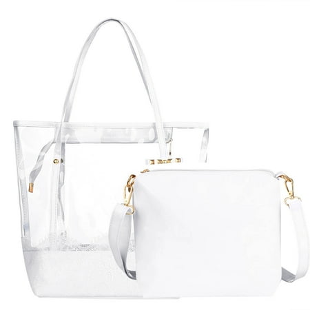 Womens Shoulder Bag Ver Fashion 2 In 1 Transpa Handbag Pieces Beach Tote Clear Water Resistant Jelly