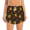 thumbnail image 4 of Lsque Fall Daisy Leaf Printed Women's Running Shorts with Liner Pockets,Elastic Quick Dry Workout Athletic Gym Yoga Shorts,Womens High Waist Shorts-Medium, 4 of 9