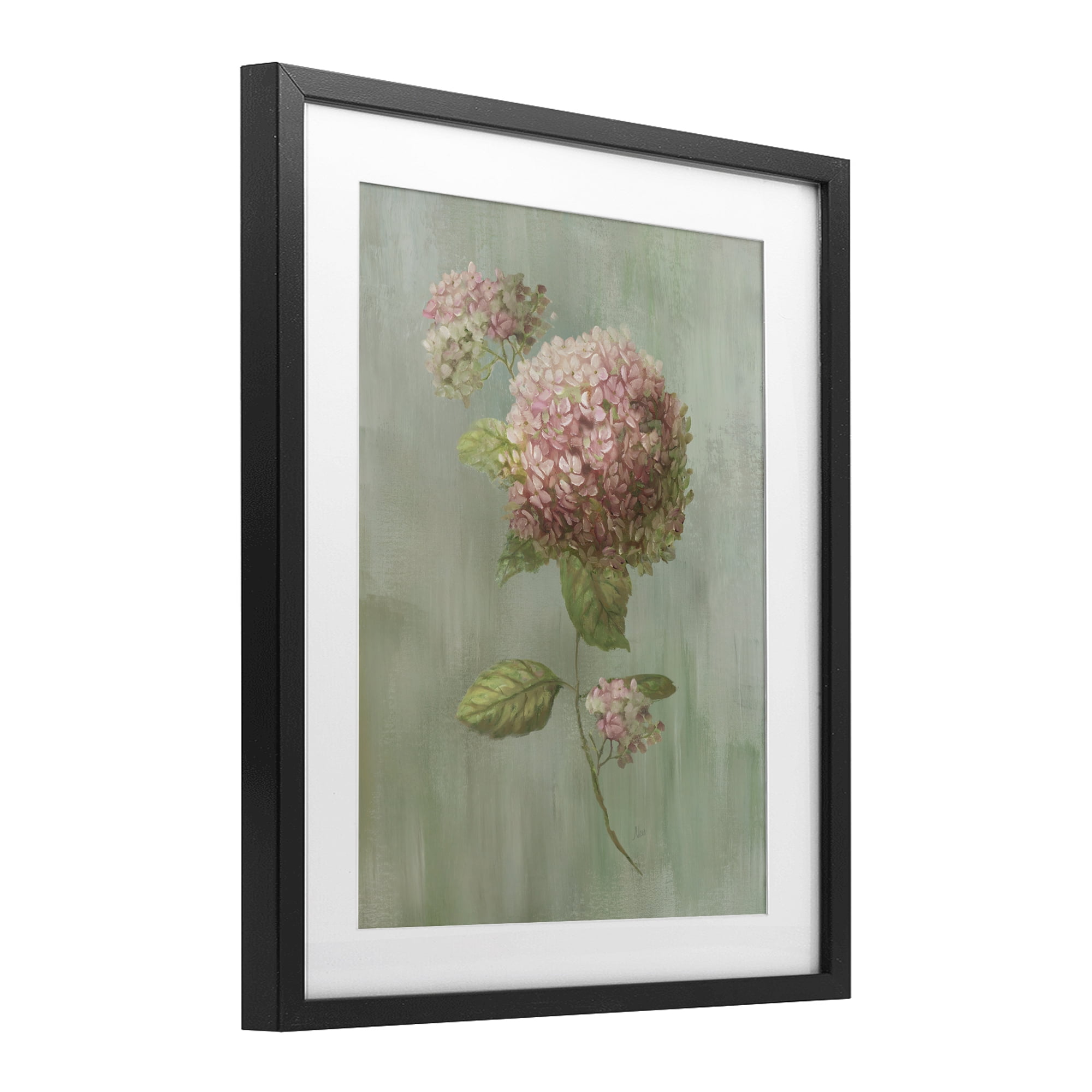 Stupell Industries Single Hydrangea Bushel Black Framed Print Under Glass, design by Nan