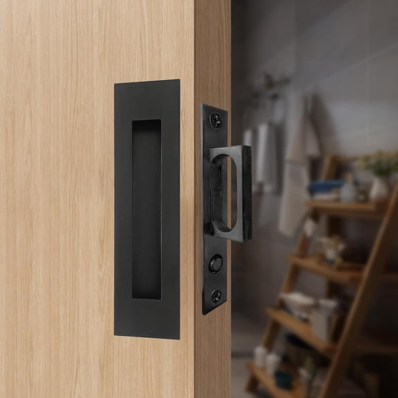 Recessed Finger Flush Pulls with Edge Pull -Sliding Closet Door Handles Hardware Suitable for Pocket Door,Closet Door,Sliding Doors, Barn Door Handle (Black, 6Inch) Black 6Inch Black 6Inch